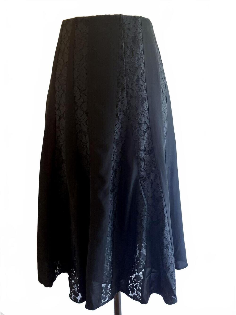 Madewell Black Lace Midi Skirt 00 Dark Romantic Whimsigoth Fairy Grunge Y2K Alt